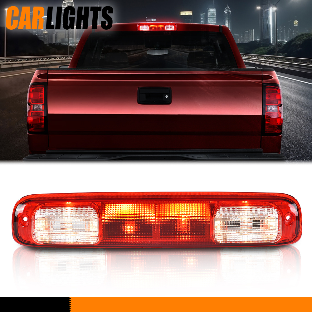 Gplusmotor High Mount 3rd Brake Light For 1999-2007 Chevy Silverado & GMC Sierra – Red LED, Clear Lens, Black Housing