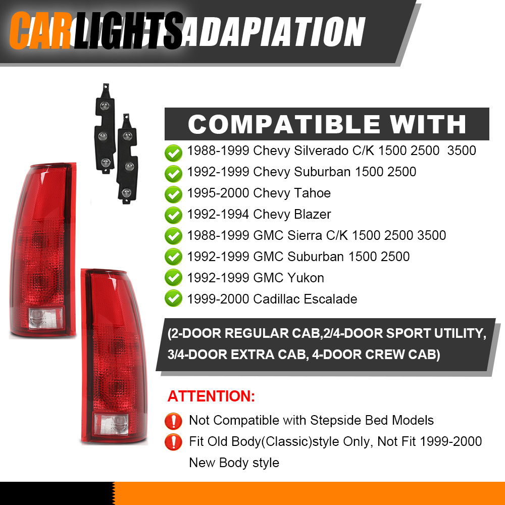 Fit For 1999-2006 Chevy Silverado GMC Sierra LED Tube Tail Lights Brake Lamps