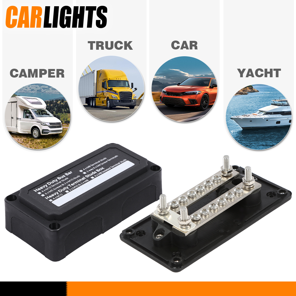 thumbnail image 2 of 12V Terminal Ground Power Distribution Junction Block Kit Heavy Duty Bus Bar 100A 2 of 5
